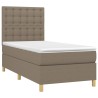 Sommier à lattes de lit et matelas et LED Taupe 90x190 cm Tissu 