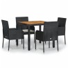 Ensemble à manger de jardin coussins 5pcs Noir Résine tressée 