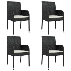 Ensemble à manger de jardin coussins 5pcs Noir Résine tressée 