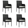 Ensemble à manger de jardin coussins 5pcs Noir Résine tressée 