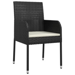 Ensemble à manger de jardin coussins 5pcs Noir Résine tressée 