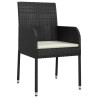 Ensemble à manger de jardin coussins 5pcs Noir Résine tressée 