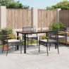 Ensemble à manger de jardin coussins 5pcs Noir Résine tressée 