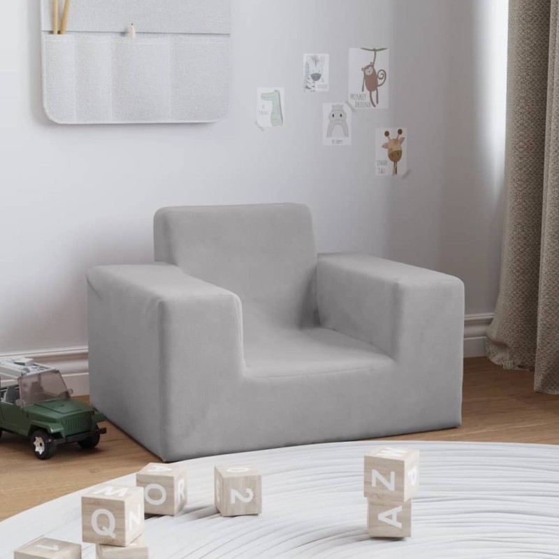 Canapé pour enfants Gris clair Peluche douce 