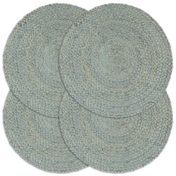 Napperons 4 pcs Vert olive Plain 38 cm Rond Jute 
