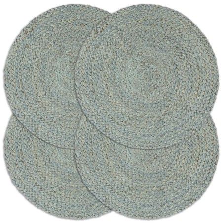 Napperons 4 pcs Vert olive Plain 38 cm Rond Jute 