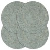 Napperons 4 pcs Vert olive Plain 38 cm Rond Jute 