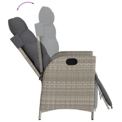 Ensemble à manger de jardin 3pcs coussins gris clair poly rotin 