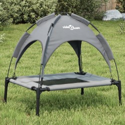 Lit pour chien avec auvent anthracite tissu Oxford et acier 