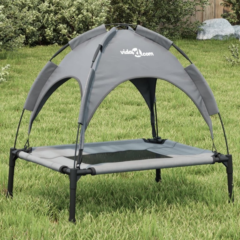 Lit pour chien avec auvent anthracite tissu Oxford et acier 