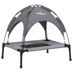 Lit pour chien avec auvent anthracite tissu Oxford et acier 