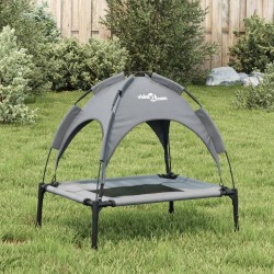 Lit pour chien avec auvent anthracite tissu Oxford et acier 
