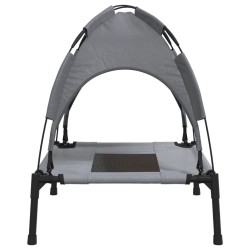 Lit pour chien avec auvent anthracite tissu Oxford et acier 