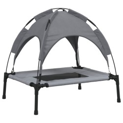 Lit pour chien avec auvent anthracite tissu Oxford et acier 
