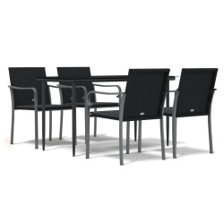 Ensemble à manger de jardin 5 pcs coussins résine tressée acier 
