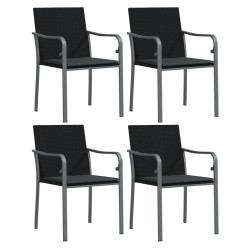 Ensemble à manger de jardin 5 pcs coussins résine tressée acier 