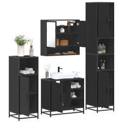 Ensemble de meubles salle de bain 4 pcs noir bois d'ingénierie 