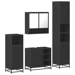 Ensemble de meubles salle de bain 4 pcs noir bois d'ingénierie 