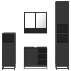 Ensemble de meubles salle de bain 4 pcs noir bois d'ingénierie 