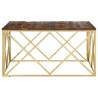 Table basse doré acier inoxydable et bois de mélèze massif 