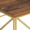 Table basse doré acier inoxydable et bois de mélèze massif 