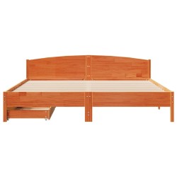 Cadre de lit sans matelas cire marron 200x200cm bois pin massif 
