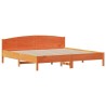 Cadre de lit sans matelas cire marron 200x200cm bois pin massif 