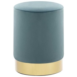 Tabouret Bleu clair et doré Velours 