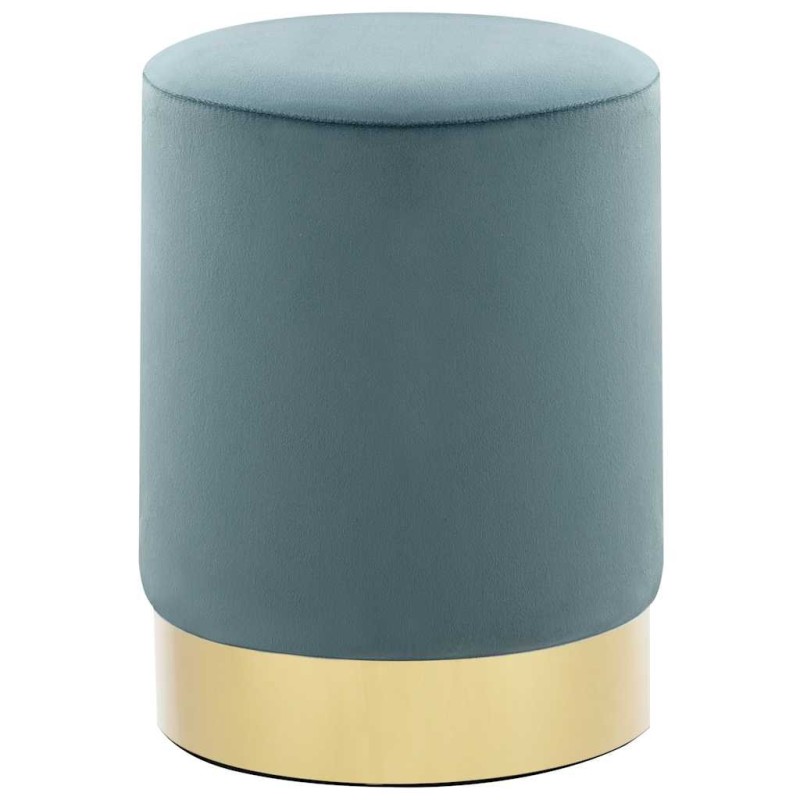 Tabouret Bleu clair et doré Velours 