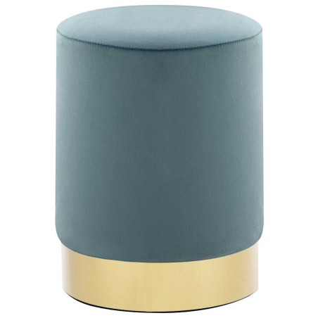 Tabouret Bleu clair et doré Velours 