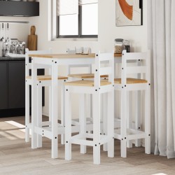 Ensemble de bar 5 pcs Blanc Bois de pin massif 