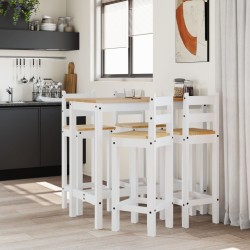 Ensemble de bar 5 pcs Blanc Bois de pin massif 