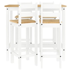 Ensemble de bar 5 pcs Blanc Bois de pin massif 