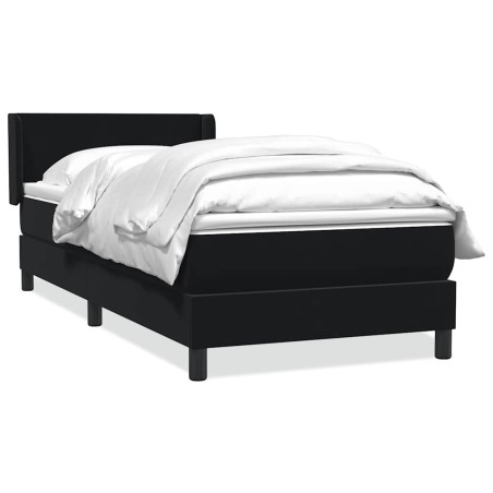Sommier à lattes de lit avec matelas noir 90x220 cm velours 