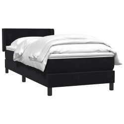 Sommier à lattes de lit avec matelas noir 90x220 cm velours 