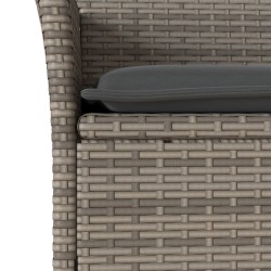 Ensemble à manger de jardin et coussins 5 pcs gris rotin verre 