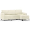 Canapé à 3 places avec repose-pieds Crème 180 cm Velours 