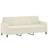 Canapé à 3 places avec repose-pieds Crème 180 cm Velours 