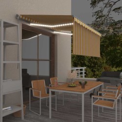 Auvent rétractable manuel store LED 3,5x2,5 m Jaune et blanc 