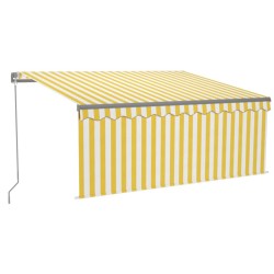 Auvent rétractable manuel store LED 3,5x2,5 m Jaune et blanc 