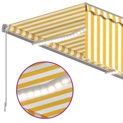 Auvent rétractable manuel store LED 3,5x2,5 m Jaune et blanc 