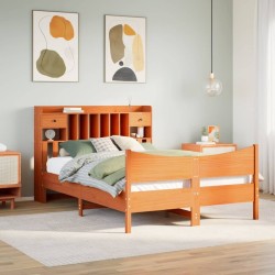 Cadre de lit sans matelas cire marron 150x200cm bois pin massif 