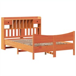 Cadre de lit sans matelas cire marron 150x200cm bois pin massif 