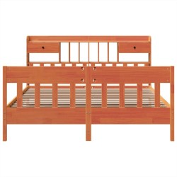 Cadre de lit sans matelas cire marron 200x200cm bois pin massif 