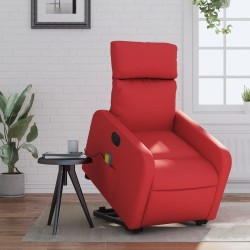 Fauteuil inclinable de massage électrique rouge similicuir 