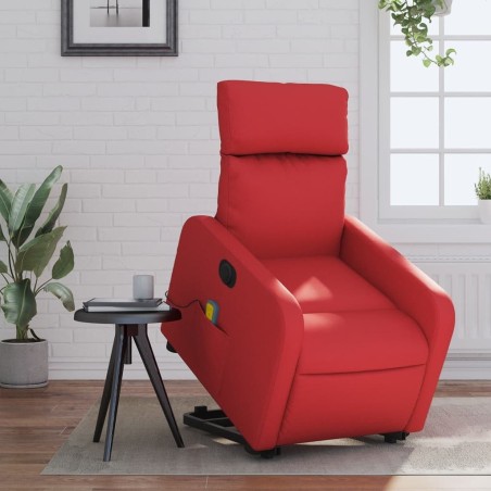Fauteuil inclinable de massage électrique rouge similicuir 