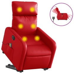 Fauteuil inclinable de massage électrique rouge similicuir 