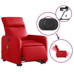 Fauteuil inclinable de massage électrique rouge similicuir 