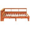 Lit bibliothèque sans matelas cire marron 200x200 cm pin massif 
