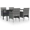 Ensemble à manger de jardin et coussins 5pcs Gris/noir 